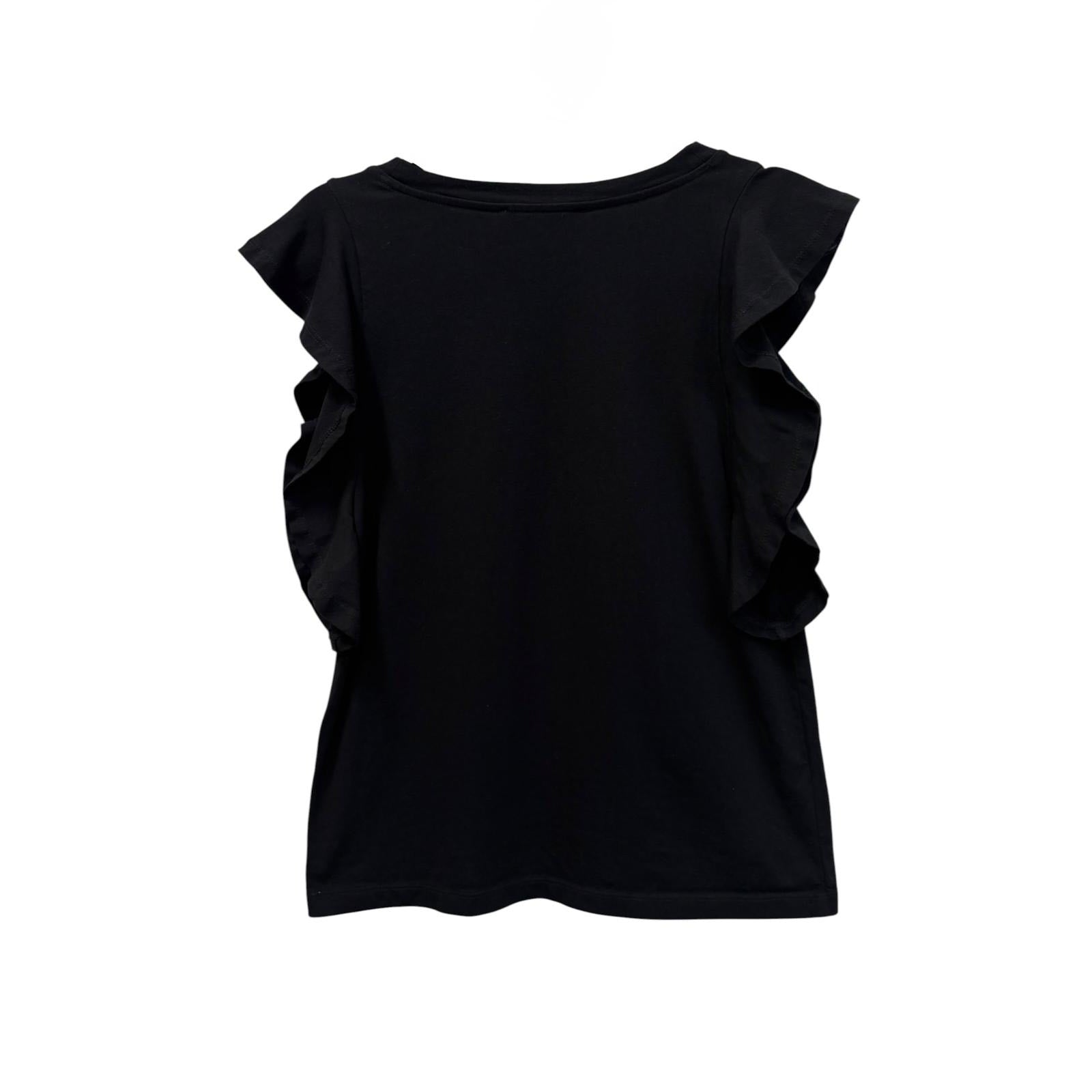 LOFT Ruffle Sleeve Black Top Size S