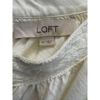 LOFT Ivory Lace Trim V-Neck Peasant Blouse XS