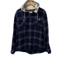 Hurley brand born from water checkered blue grey flannel hoodie for Men in size L