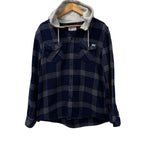 Hurley brand born from water checkered blue grey flannel hoodie for Men in size L