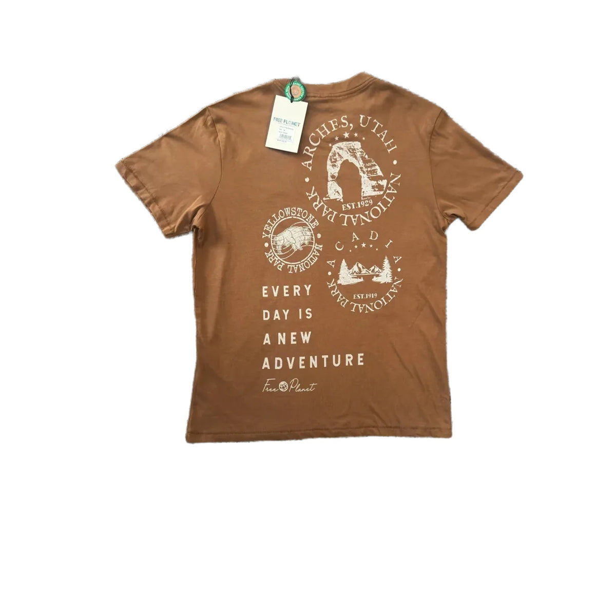 Free Planet National Park Graphic T-Shirt Brown