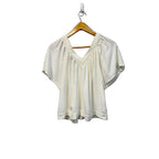 LOFT Ivory Lace Trim V-Neck Peasant Blouse XS