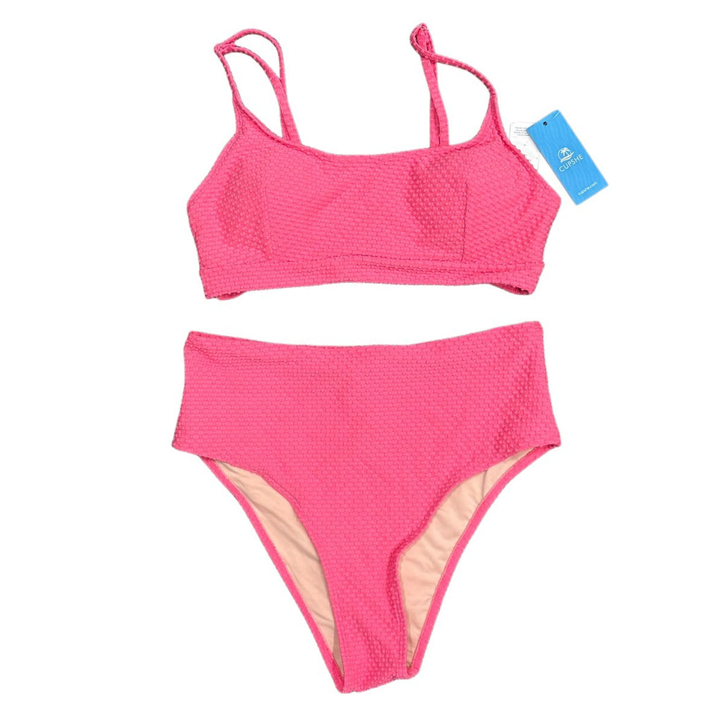 Cupshe Hot Pink Textured Two-Piece Bikini Set Size S