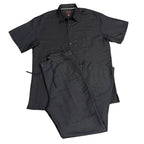 Linea Uomo Set of Short Sleeve Linen Blend Button-Up Shirt and Pants