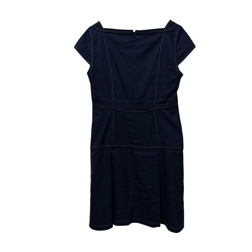 Brooks Brothers Linen Blend Cap-Sleeve Sheath Dress Navy