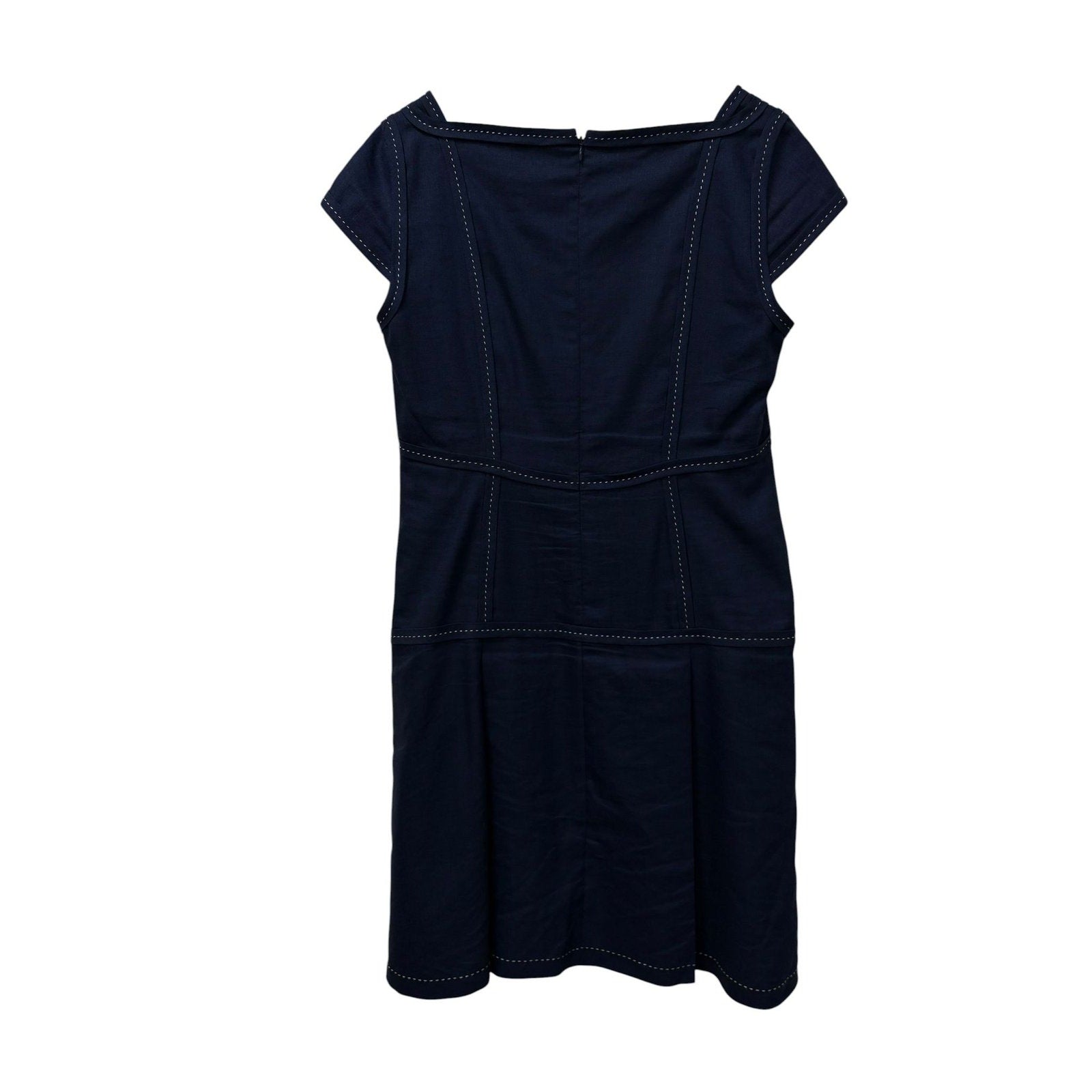 Brooks Brothers Linen Blend Cap-Sleeve Sheath Dress Navy
