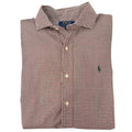 Men's checkered Polo By Ralph Lauren dress shirt in white and burgundy size M