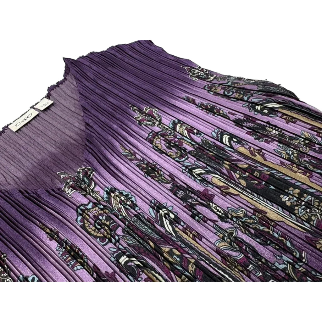 Cato Purple Paisley Pleated Cap Sleeve Blouse XL