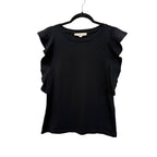 LOFT Ruffle Sleeve Black Top Size S