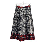 Zebra Print Pleated Midi Skirt Black White Red Zara