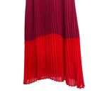 Sandra Darren Burgundy Red Pleated Halter Midi Dress