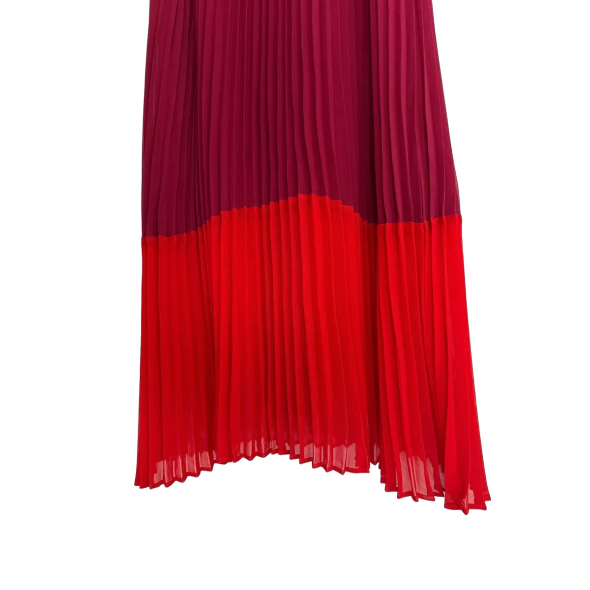 Sandra Darren Burgundy Red Pleated Halter Midi Dress