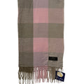 NEW 100% Cashmere Scarf Beige Pink Plaid Fringe Made in Germany Luxury Soft
