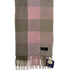 NEW 100% Cashmere Scarf Beige Pink Plaid Fringe Made in Germany Luxury Soft