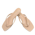 Nude Kitten Heel Flip Flop Sandals Size 7 Square Toe Minimalist Heeled Slides