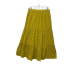 Mustard Yellow Eyelet Tiered Midi Skirt Boho