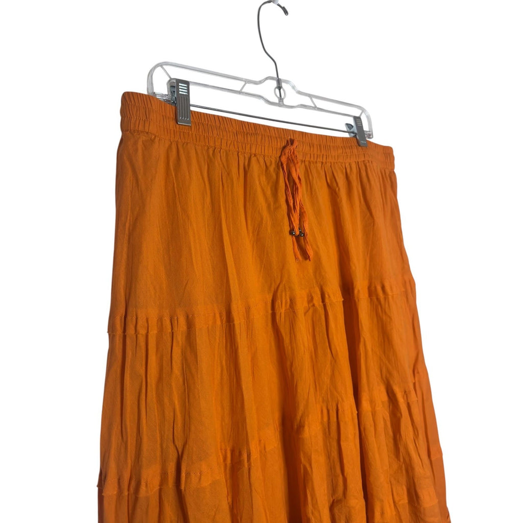 Ashley Stewart Orange Tiered Maxi Skirt Plus Size 14/16
