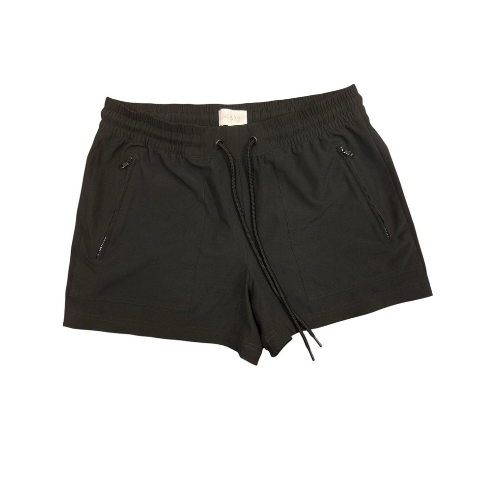 Lou & Grey Athletic Drawstring Shorts with Zip Pockets Black