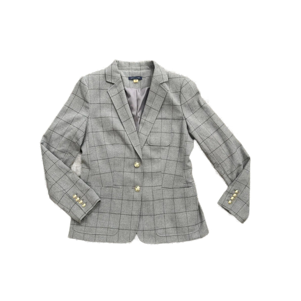 Tommy Hilfiger Grey Windowpane Plaid Blazer