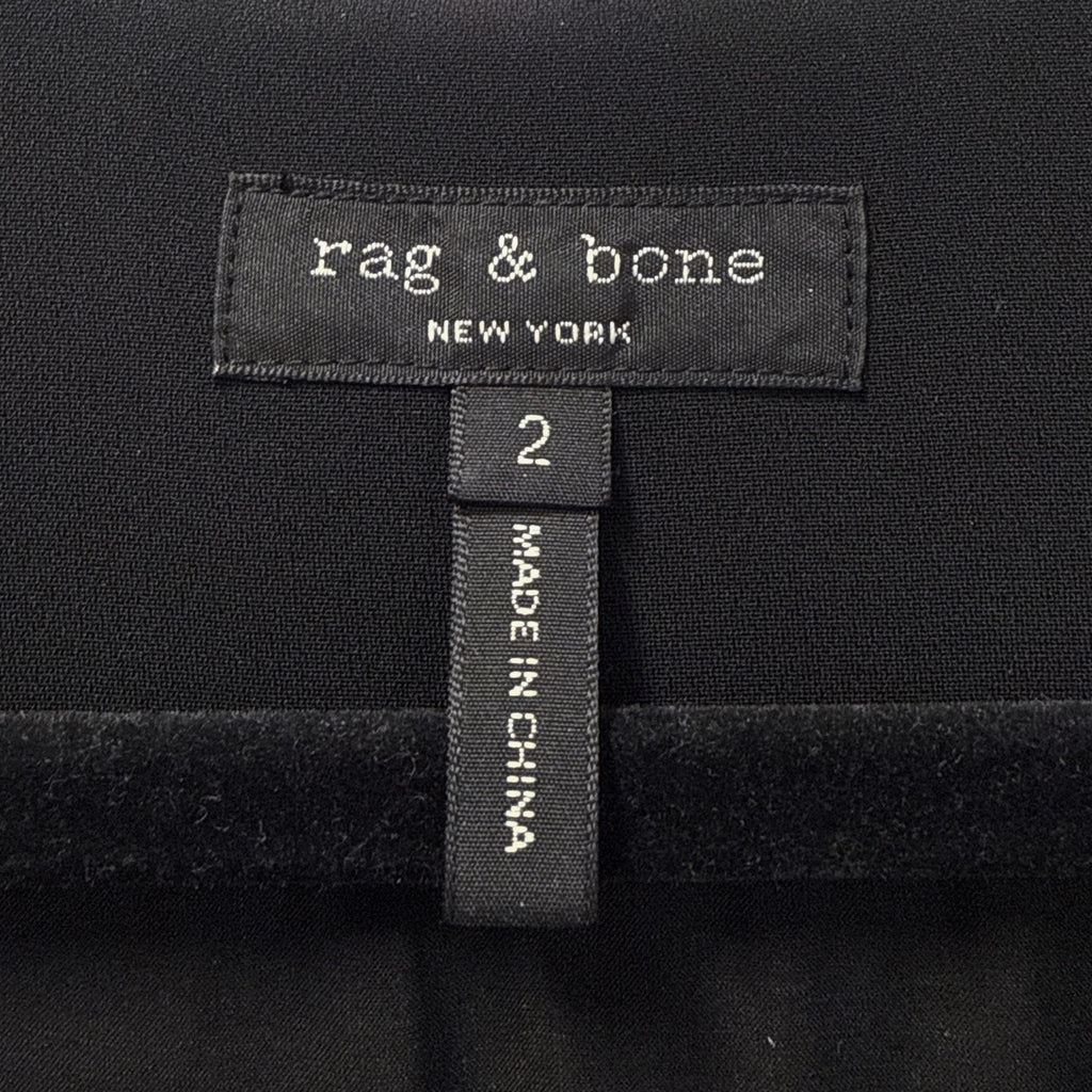 rag & bone Black Sleeveless Shift Dress Contrast White V-Neck Pockets Size 2