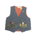 Casual Corner Denim Gingham Embroidered Garden Vest