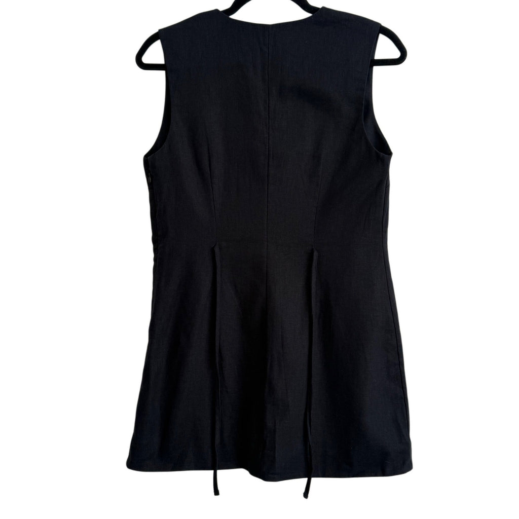 NWT Abercrombie & Fitch Black Linen Blend Sleeveless Wrap Mini Dress Petite Small