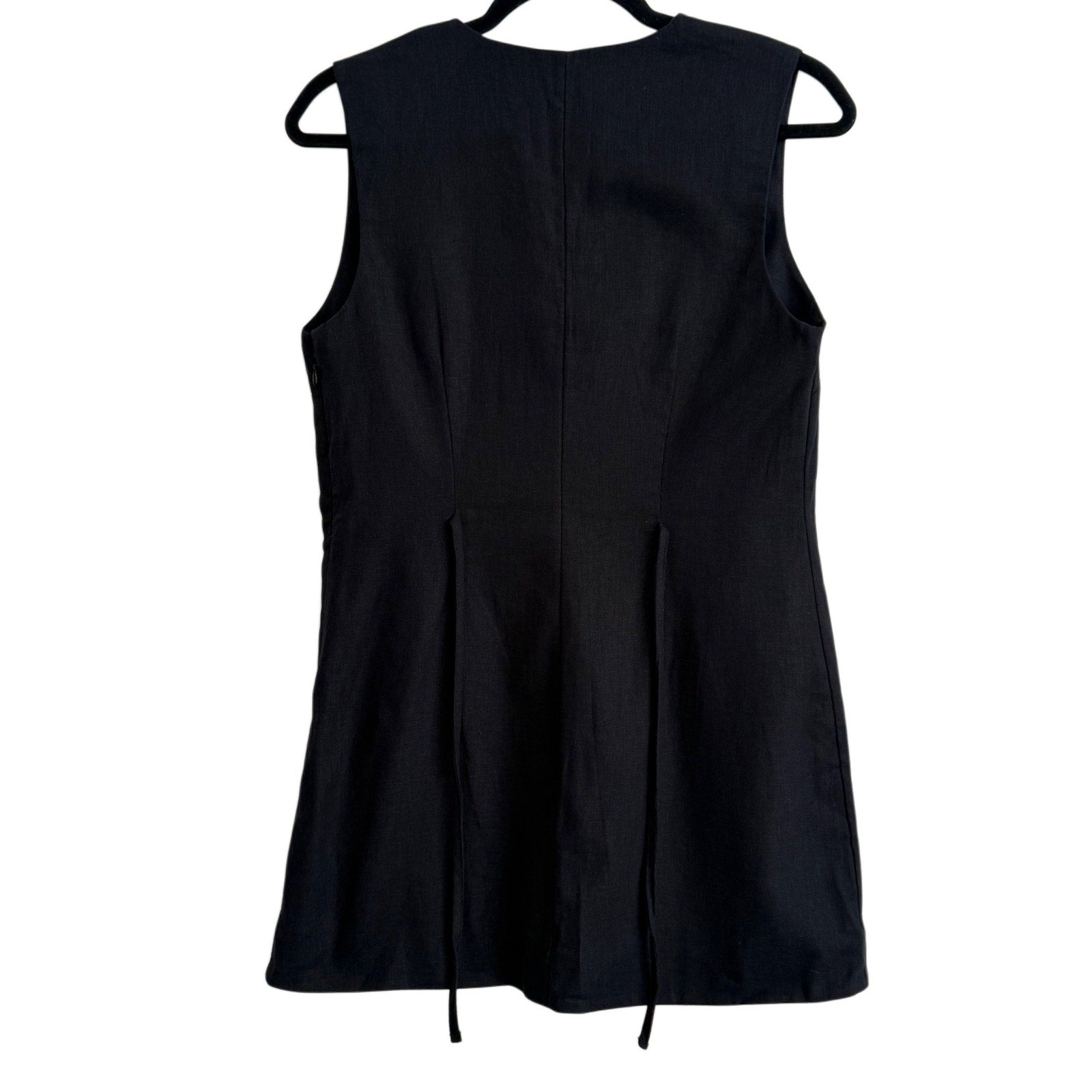 NWT Abercrombie & Fitch Black Linen Blend Sleeveless Wrap Mini Dress Petite Small