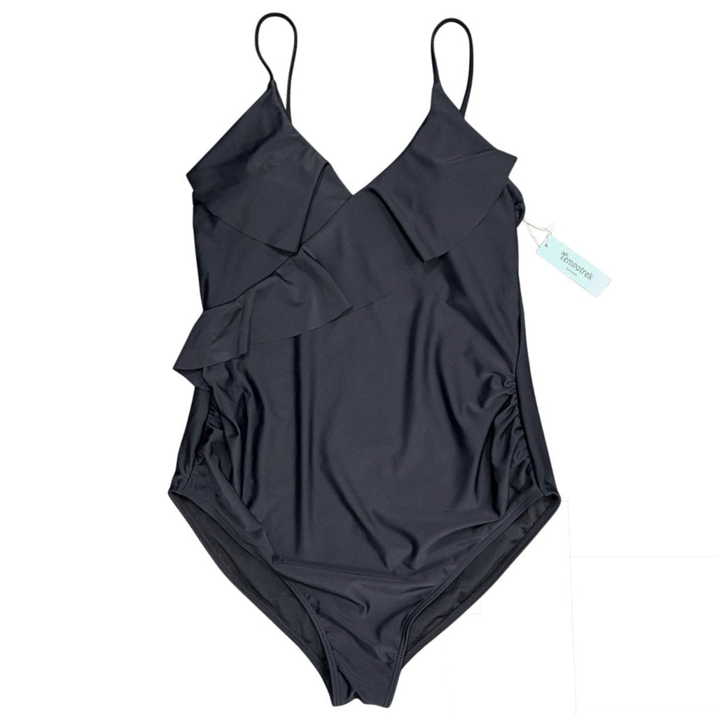 Tempotrek Black Ruffle V-Neck One-Piece Swimsuit M
