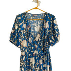 Blue Floral Print Wrap Maxi Dress KNOX ROSE