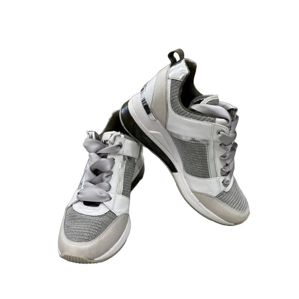 Michael Kors Glitter Mesh Running Sneakers – Silver and Olive Green