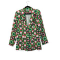 Closet Boutique Retro Floral Print Single-Button Blazer Green