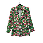 Closet Boutique Retro Floral Print Single-Button Blazer Green