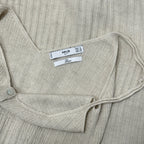 Mango Linen Blend Ribbed Knit Maxi Dress Beige Sleeveless Button Front XS