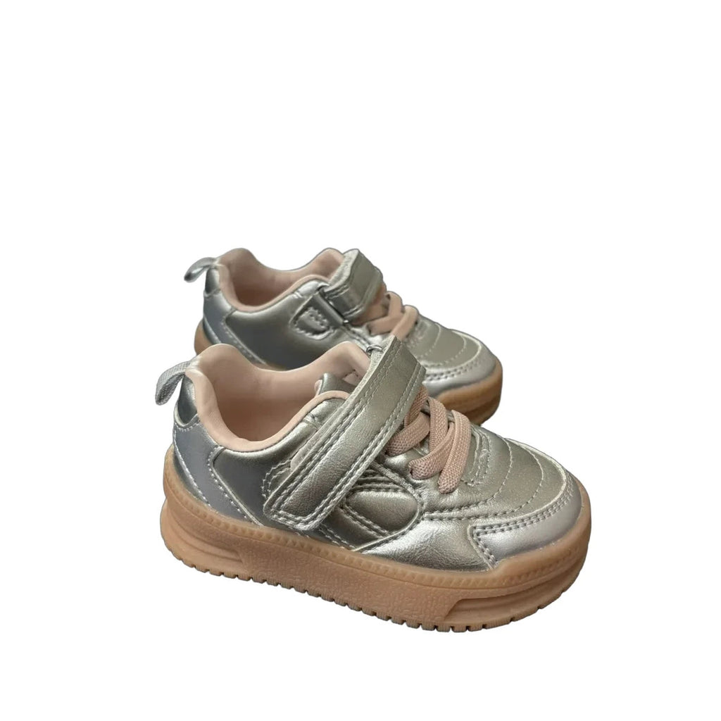 Carter's Metallic Silver Sneakers Velcro Size 4M