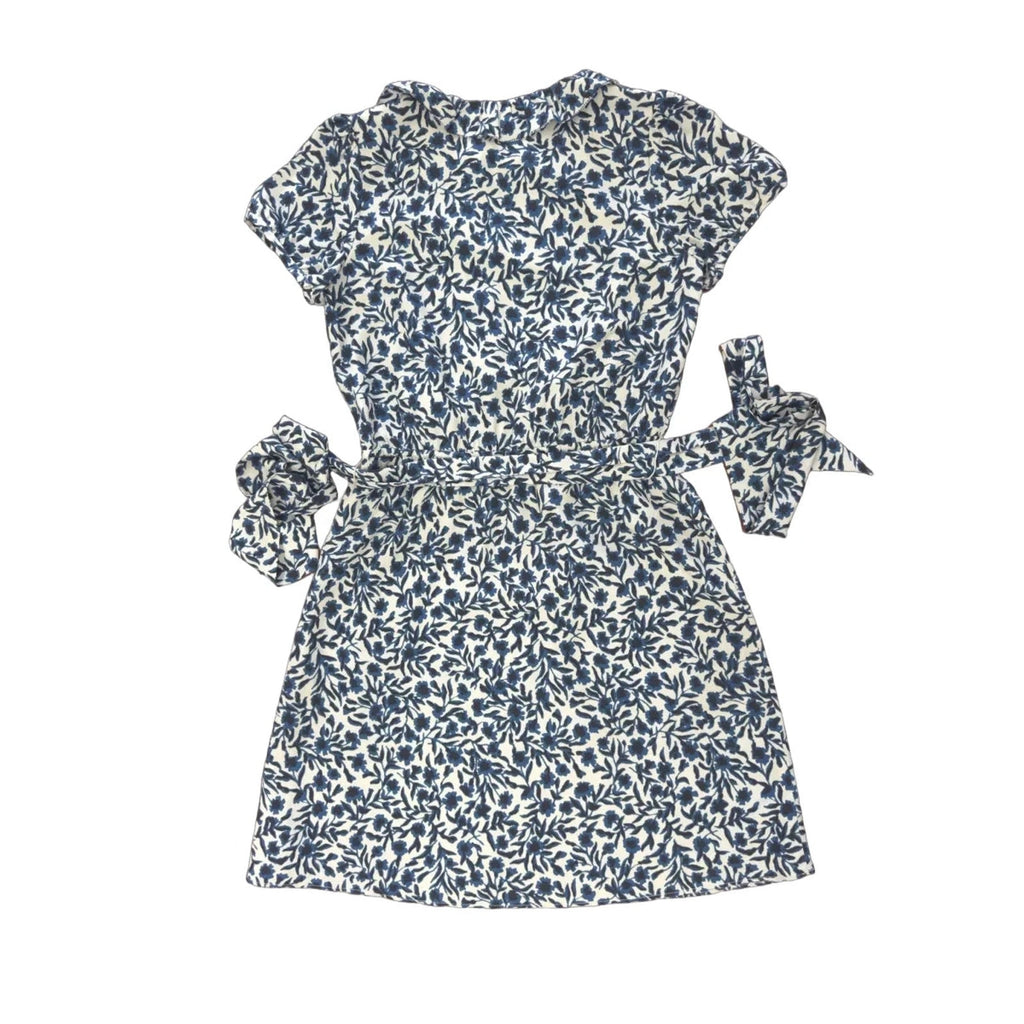 LOFT Floral Print Short Sleeve Top Cream Blue