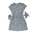 LOFT Floral Print Short Sleeve Top Cream Blue