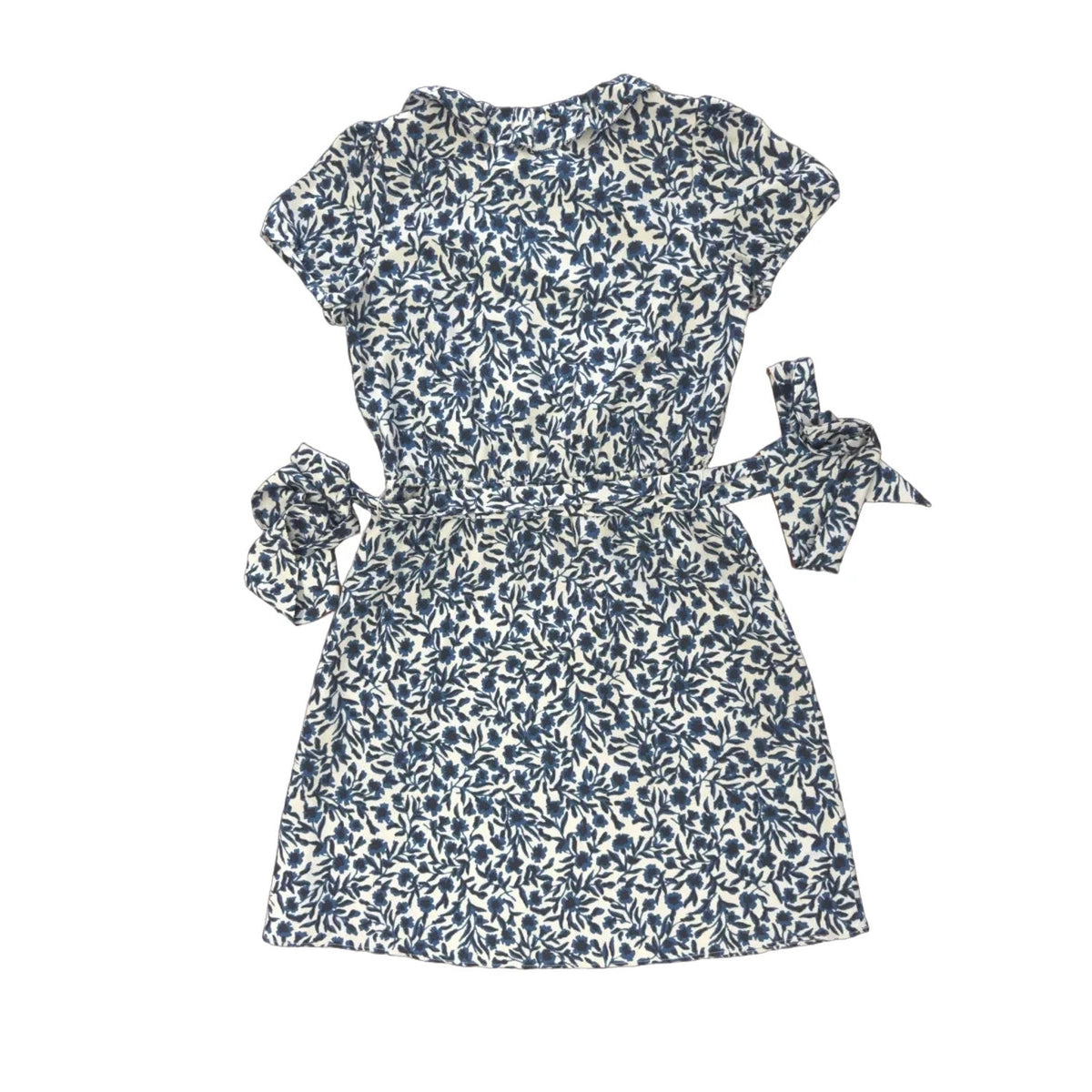 LOFT Floral Print Short Sleeve Top Cream Blue