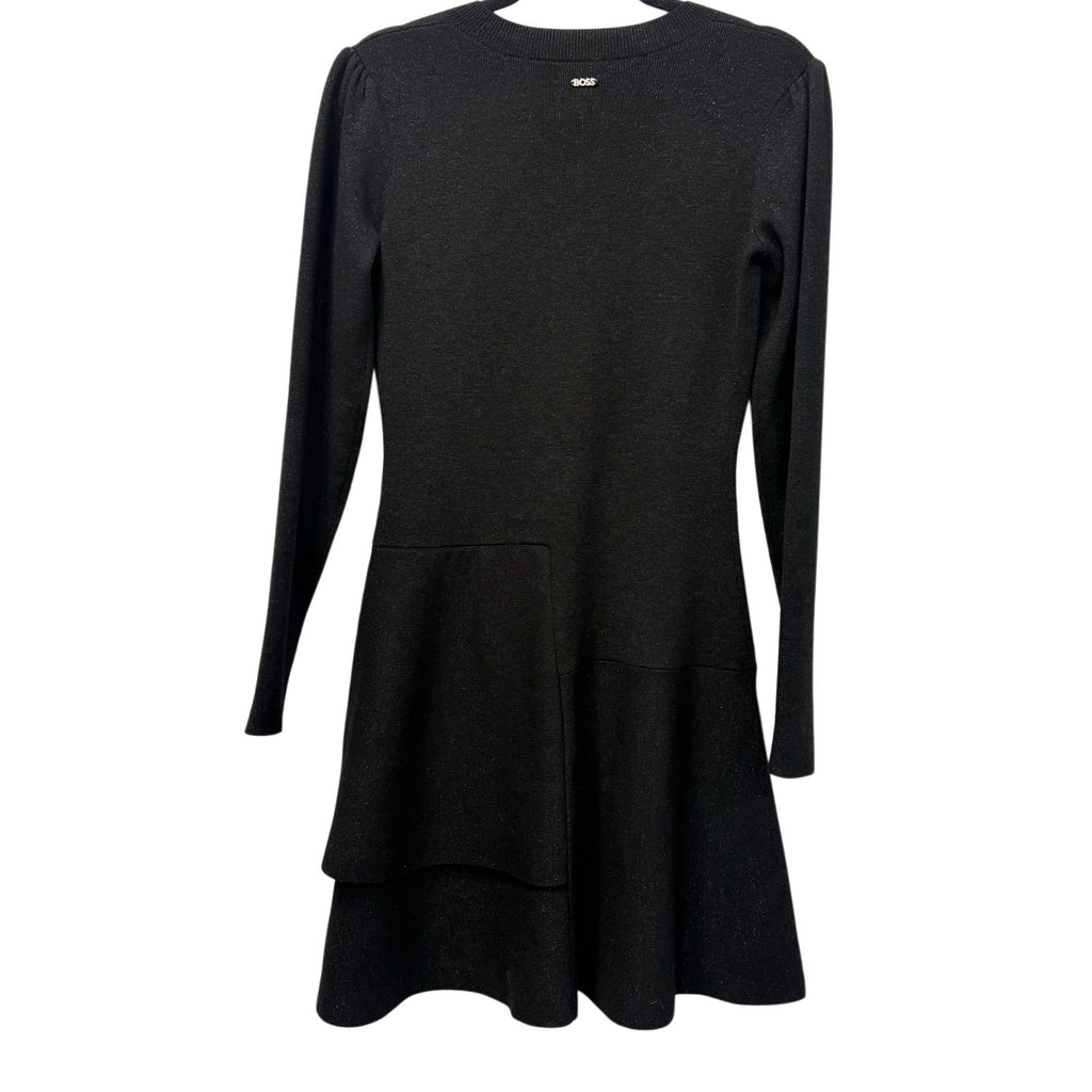 BOSS Black Sweater Dress Size S Long Sleeve Knit Fit and Flare Elegant Dress