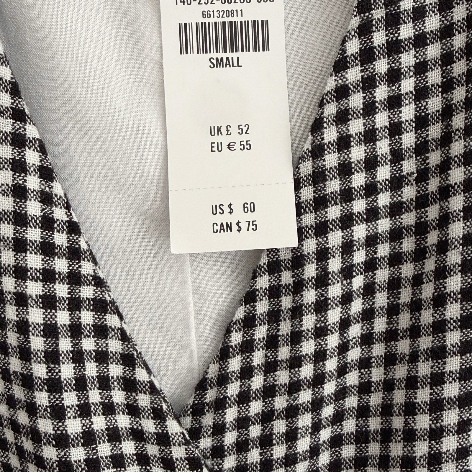 NWT Abercrombie & Fitch Black White Gingham Linen Blend Sleeveless Vest Blouse S