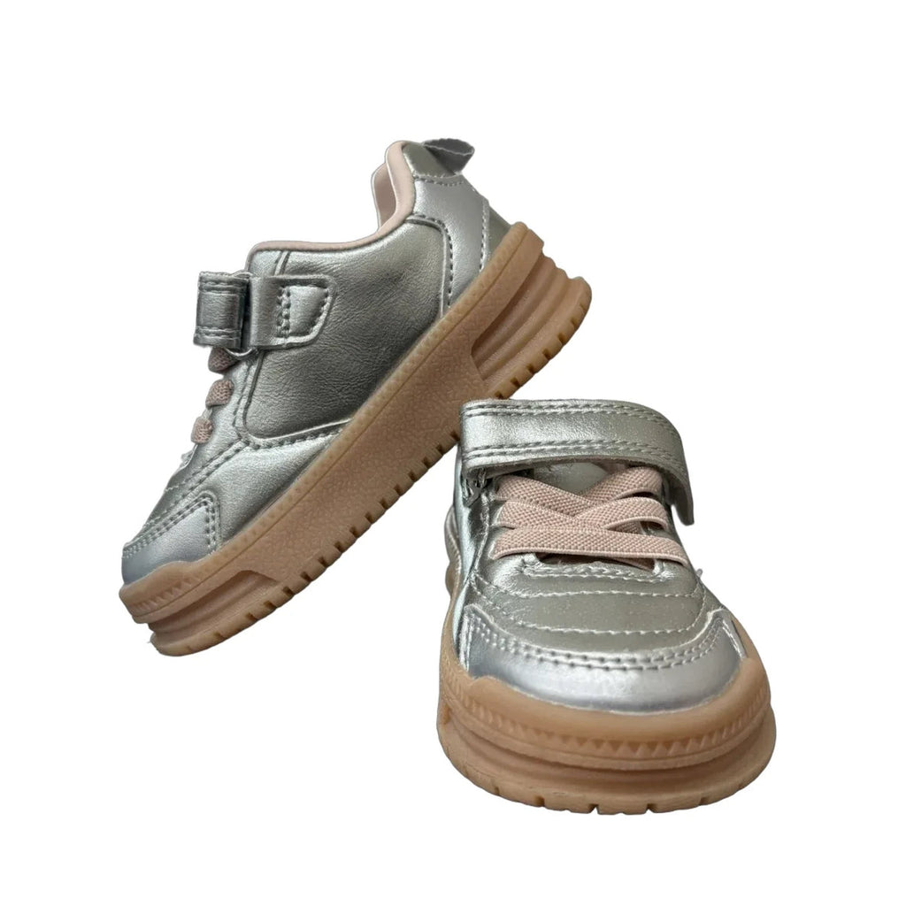 Carter's Metallic Silver Sneakers Velcro Size 4M