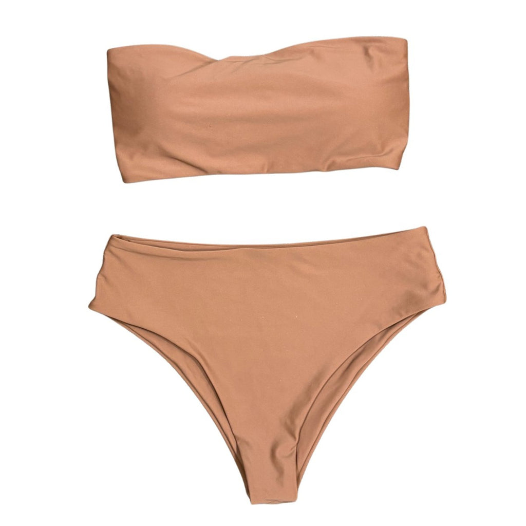 Shein Nude Two-Piece Bikini Set Strapless High-Waist Size M