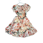 Kate and Lily Floral Chiffon Off-Shoulder Mini Dress