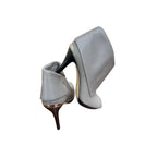 Michael Kors Gray Leather Peep-Toe Stiletto Ankle Booties