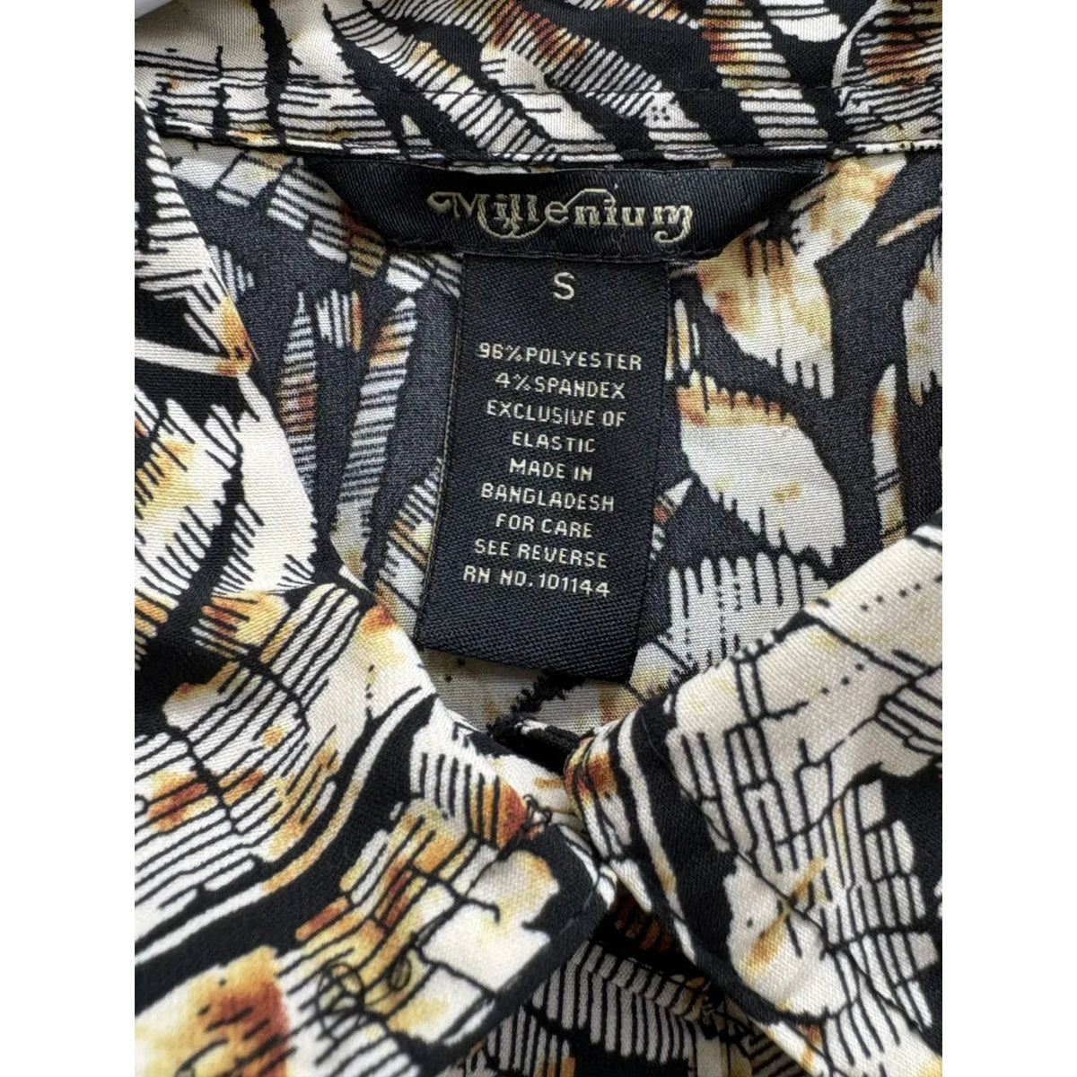 Millenium Tropical Leaf Print Sleeveless Shirt Dress