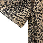 Rebecca Taylor Animal Print Ruffle Blouse Beige Black