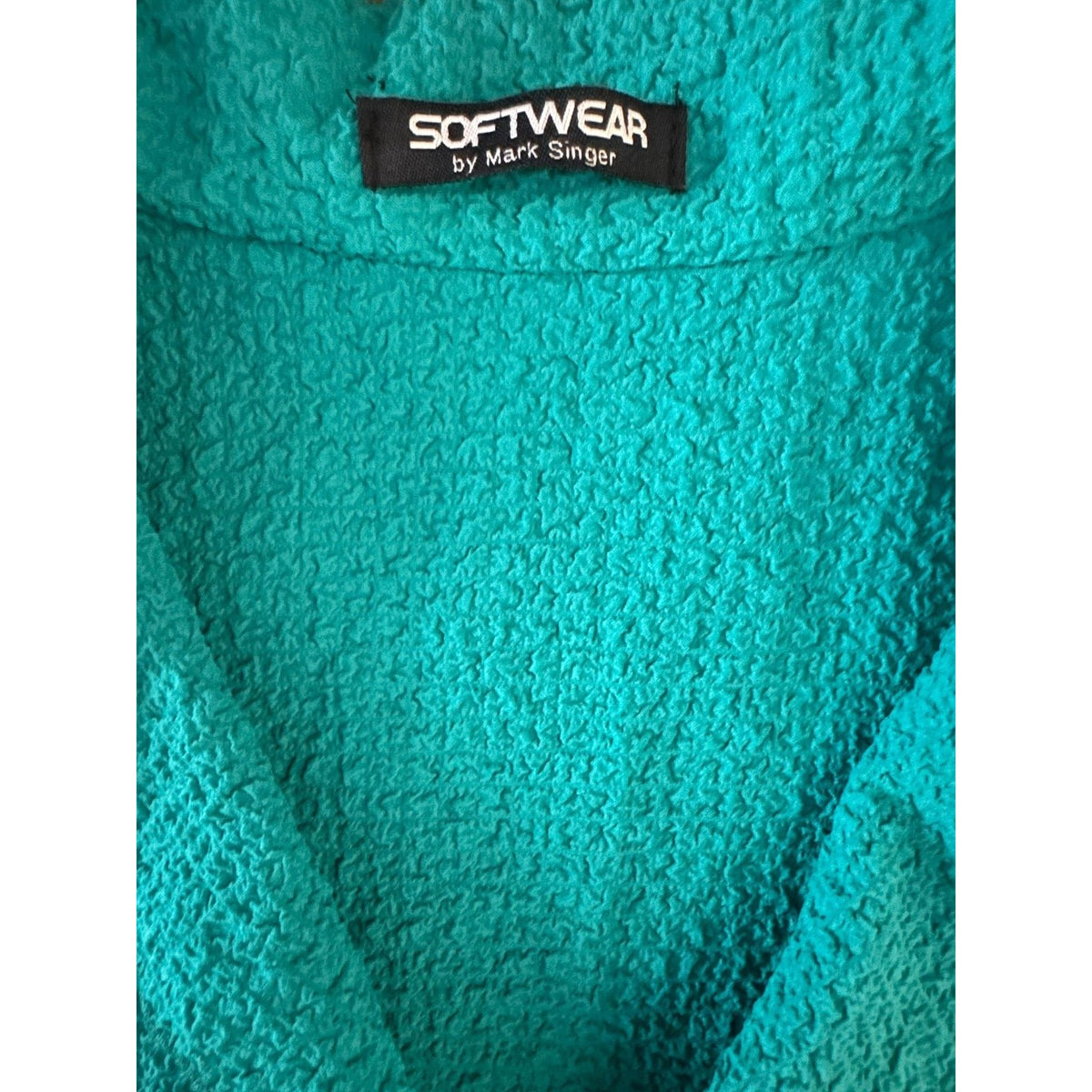 Softwear by Mark Singer Teal Button-Front Blouse