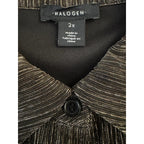 Halogen Metallic Shimmer Button-Front Top Black Gold