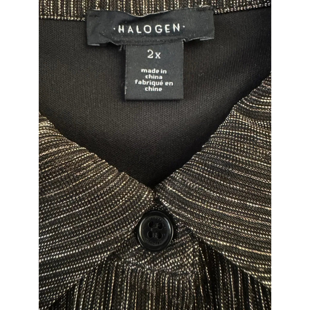 Halogen Metallic Shimmer Button-Front Top Black Gold