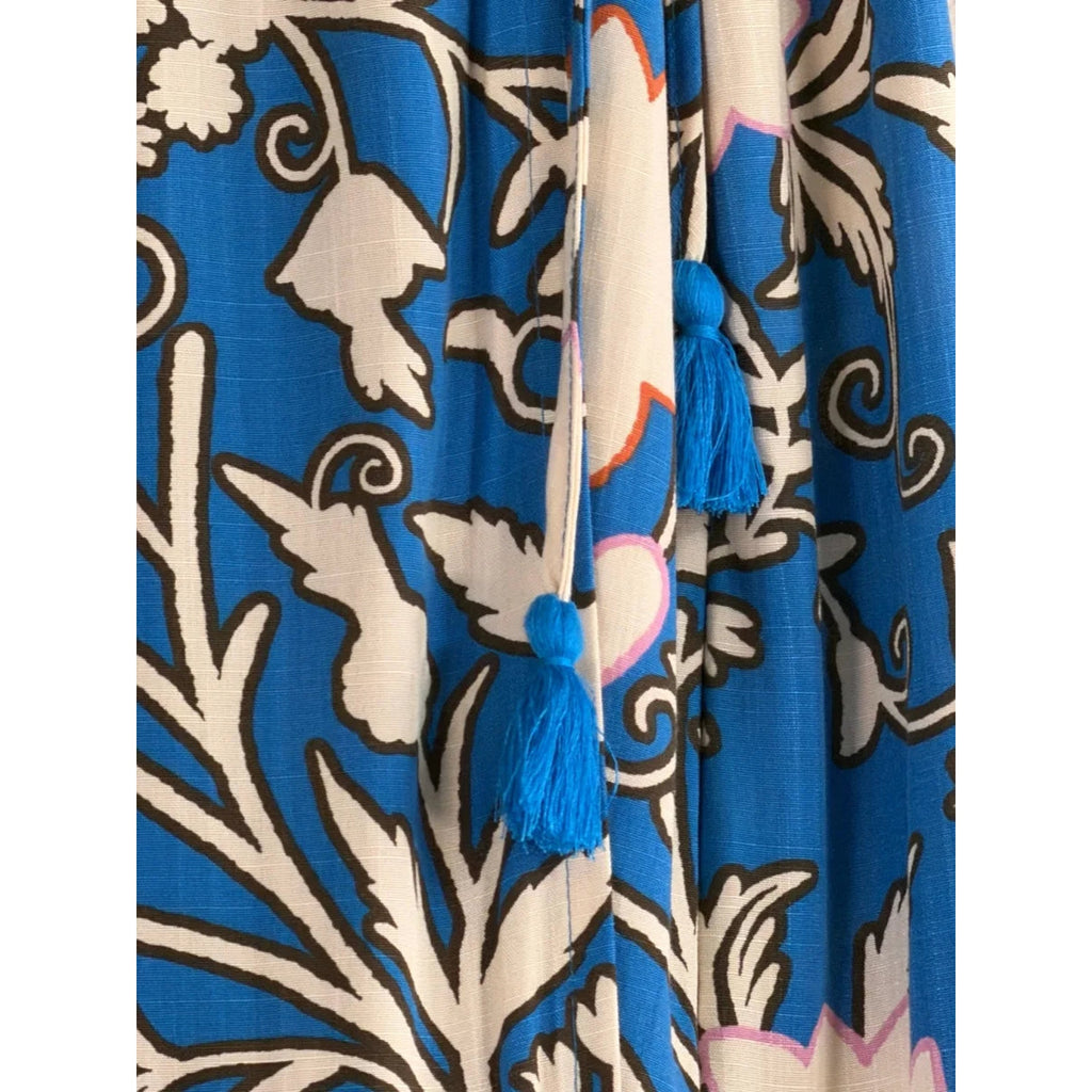 Blue Floral Print Wrap Maxi Dress KNOX ROSE