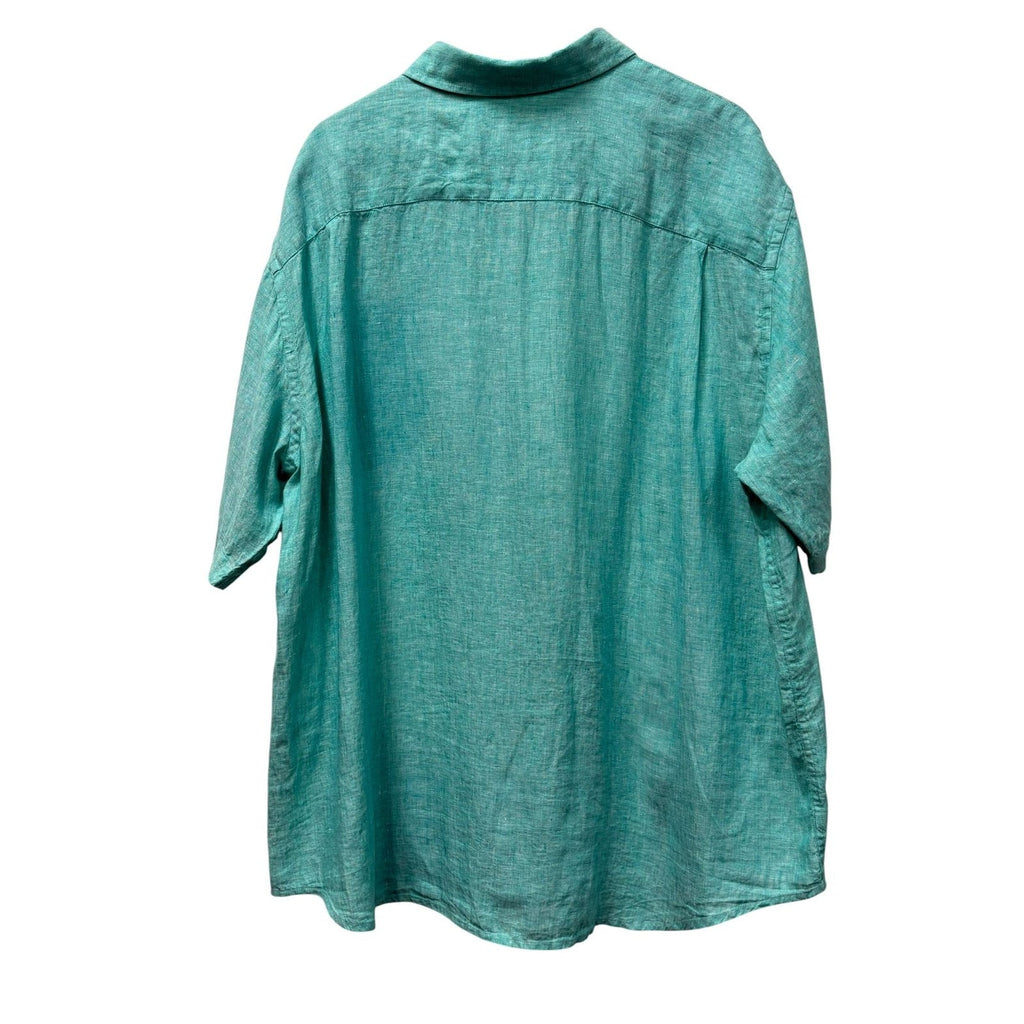 Jos. A. Bank 100% Linen Short-Sleeve Button-Up Shirt Teal
